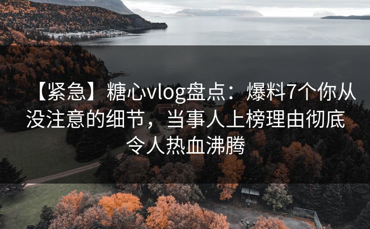 【紧急】糖心vlog盘点：爆料7个你从没注意的细节，当事人上榜理由彻底令人热血沸腾