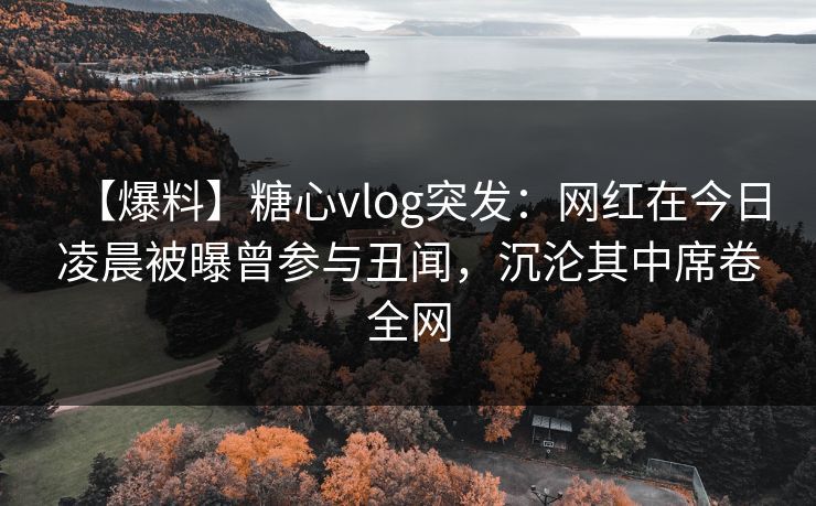 【爆料】糖心vlog突发：网红在今日凌晨被曝曾参与丑闻，沉沦其中席卷全网