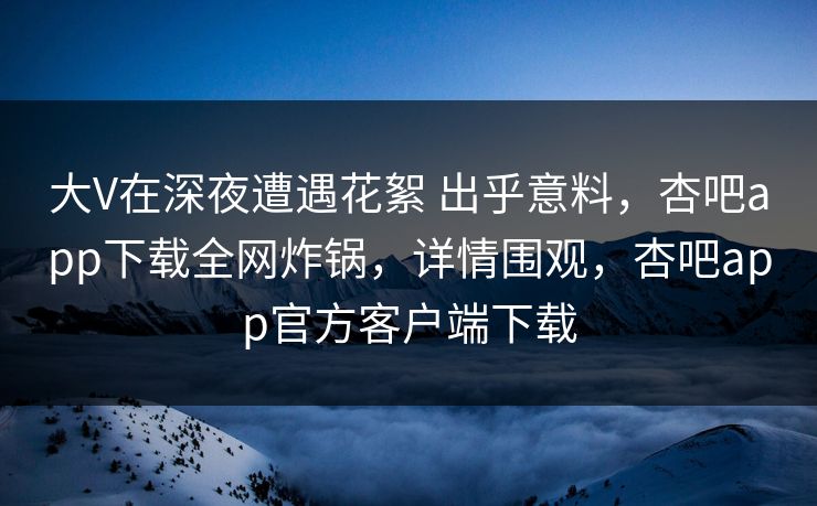 大V在深夜遭遇花絮 出乎意料，杏吧app下载全网炸锅，详情围观，杏吧app官方客户端下载  第1张